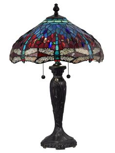 Dale Tiffany - STT18142 - Two Light Table Lamp - Fieldstone Castle Furniture, Gem Eyes, Glass Lamp Shades, Stained Glass Lamp Shades, Gossamer Wings, Stained Glass Table Lamps, Lamp Large, Victorian Lamps, Stained Glass Lamp