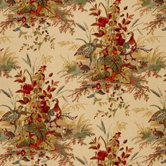 a floral wallpaper with birds and flowers on it