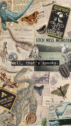 a collage of different types of items and words on paper with text that reads, well, that's spooky