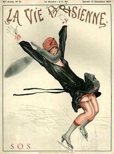 an advertisement for la vie parisiene shows a woman in a black dress and red hat