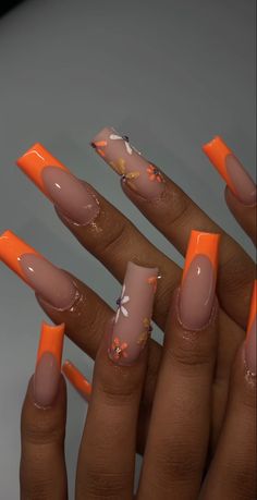 Orange Acrylic Nails, Nail 2024, Amazing Nail Art, Trends Nails, Cute Simple Nails, Girly Acrylic Nails, Unique Acrylic Nails, Easter Nails