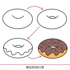 how to draw a donut with step by step instructions for kids and beginners