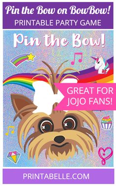 an image of a dog with the words pin the bow on it