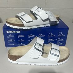 Retail Store Display So Definitely Tried On With Slight Scuffs Otherwise New Condition With Box Birko Flor Euro 40 L9 M7 Narrow Fit Leather Birkenstocks, Birkenstock White, White Birkenstocks, Men Birkenstock, Shoes Birkenstock, Birkenstock Men, Brown Clogs, Retail Store Display, Birkenstock Brown