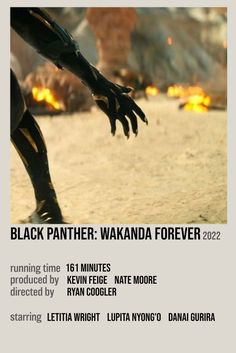 the poster for black panther - wakanda forever 2012 is shown in white and yellow