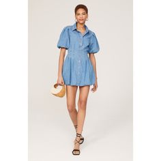 Blue denim (100% Cotton). Lining (100% Cotton). Denim shirt dress. Short sleeves. Front button closure. 34" from shoulder to hemline. Imported. Shirt Dress Short, Denim Shirt Dress, Rent The Runway, Closet Designs, Hem Dress, Dress Short, Jeans Dress, Denim Shirt, Denim Dress