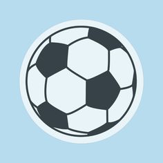 a black and white soccer ball on a blue background