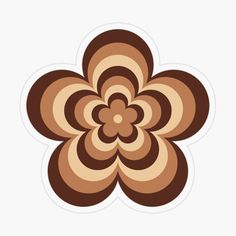 a brown and white flower sticker with an abstract design in the center on a white background