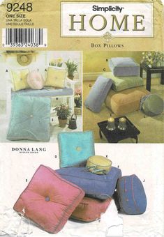 the sewing pattern is for pillows and ottomans