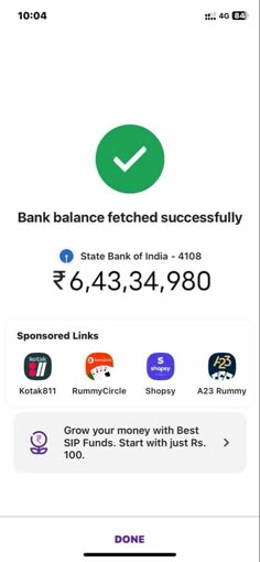 the bank balance screen shows that it is currently in india and has been changed to pay for