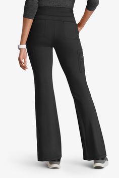 Our Sprint Women s 7-Pocket STRETCH High-Rise Fit & Flare Scrub Pants is the ideal blend of fashion and function it is a yoga inspired high waisted stretch waistband with a flare leg. With an innovative knit fabric and a fashion forward profile the Barco One Performance knit collection is designed for maximum comfort and flexibility, the next dimension in performance scrubs. It is the ultimate in sporty style and next level performance. • Modern fit • High rise • Elastic yoga waistband • Flare l Cute Nurse Outfits, Greys Anatomy Men, Workwear Ideas, Nurse Outfit Scrubs, Nurse Outfit, Dream Salon, Maternity Scrubs, Scrub Style, Dickies Scrubs