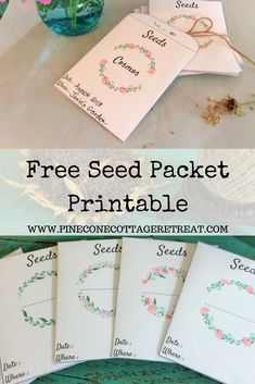 seed packet printables with flowers on them and the text, free seed packet printable