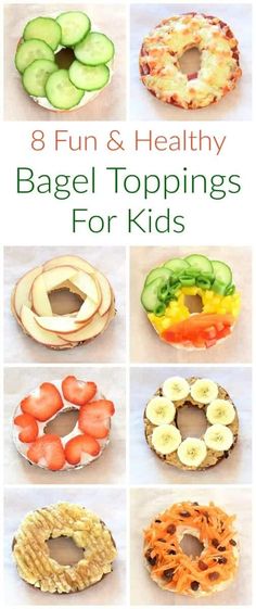 eight fun and healthy bagel toppings for kids to make with the help of their own hands