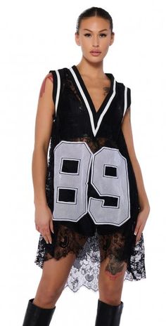 Basketball Jersey Dress, Football Wife, Football Girlfriend, Sheer Lace Dress, Football Mom, Top Designer Brands, Edgy Outfits, Fashion Editor, Basketball Jersey