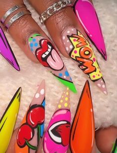 Creativity Tattoo, Nail Art Creative, Creative Baby Shower Gifts, Do It Yourself Nails, Nails Creative, Creative Tattoo Ideas, Graffiti Nails, Pop Art Nails