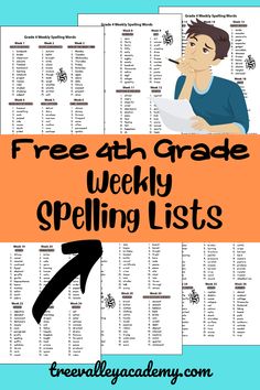 the free 4th grade spelling list for students to practice their spelling skills and use it as an activity