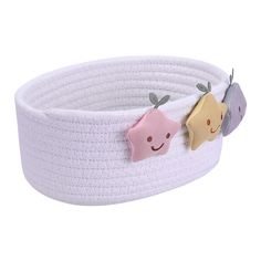 a close up of a white belt with two cartoon characters on the front and side