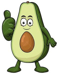 an avocado cartoon character giving a thumbs up