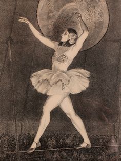 an illustration of a ballerina on a tightrope with her arms in the air