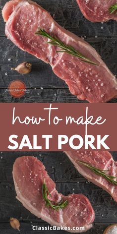 how to make salt pork with rosemary on top and garlic on the bottom, in two pictures