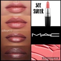 Mac See Sheer, Reddish Pink Lipstick, Mac See Sheer Lipstick, Mac Lipstick Shades, Mac Cosmetics Lipstick, Estilo Kardashian, Frosted Lipstick, Sheer Lipstick, Makeup Mac