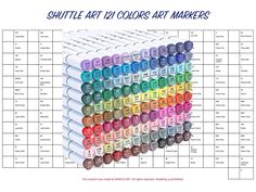 an image of some art markers with colors on them and the words shuttle art 12 colors