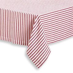 a red and white striped table cloth