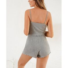 Women's 2 Piece Pajama Set Crop Button Front Cami Tops and Shorts Lounge Set Outfit Alwyn Home Size: XL | Alwyn Home Women's Pajamas Set Crop Sleepwear Button Sleeveless Nightwear Pj RHW2924-D 34.0 H x 44.0 W in grayPolyester | XL | Wayfair Lounge Set Outfit, Tops And Shorts, Pyjamas Set, D Gray, Women's Pajamas, Pajamas Set, Pajama Set Women, Set Outfit, Lounge Sets