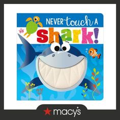 a card with an image of a shark on it's face and the words never touch