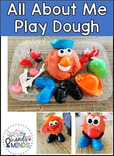 an advertisement for play dough with the words, all about me play dough