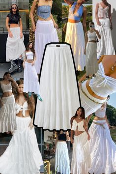 White Maxi Skirt Outfit, Mexican Outfits, Summer Core, Skirt Outfits Aesthetic, White Skirt Outfits, Maxi Skirt Outfit, Skirt Outfit Summer, White Maxi Skirt, Sixth Form