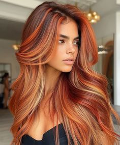 How to Achieve Dark Red Hair Color Ideas with Ease Dark Calico Hair, Subtle Fall Hair, Dark Red Hair Color Ideas, Fire Ombre Hair, Vibrant Highlights, Natural Hair Fall, Red Hair Colors, Calico Hair, Red Orange Hair