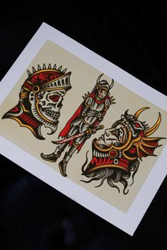 an image of two skulls on a piece of paper