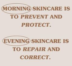 Morning skincare vs Nighttime skincare Esthetician Inspiration, Esthetician Quotes, Esthetician School, Skincare Facts, Beauty Skin Quotes, Esthetician Marketing, Skin Facts, Skin Care Business, Skin Advice