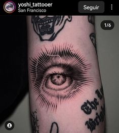 a person with a tattoo on their arm has an eyeball in the middle of his arm