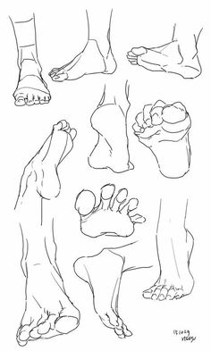 the feet and toes of people with their feet in different positions