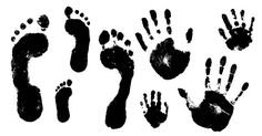 black hand prints on white background