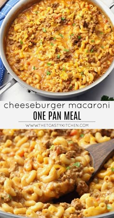 cheeseburger macaroni one pan meal in a skillet