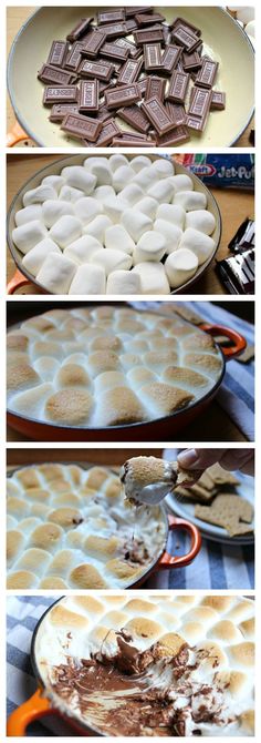 the process of making chocolate and marshmallow pies