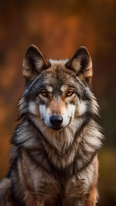 a close up of a wolf looking at the camera