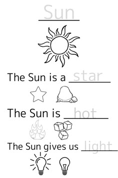 the sun is a star and the sun gives us light worksheet for kids