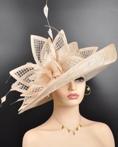 "Description: The 3 layers wide brim Sinamay Kentucky Derby hat with rabbit ears style design is a striking and whimsical headpiece that combines classic elegance with a playful twist. The hat is crafted from Sinamay, a lightweight and breathable woven material made from the fibers of the abaca plant, providing both comfort and style, it is a standout feature, offering ample shade and creating a sense of drama. It elegantly frames the face and provides a sense of grandeur, making it a perfect ac Whimsical Headpiece, Horse Race Hats, Ascot Horse Racing, Oaks Day, Feather Crown, Royal Ascot Hats, Sinamay Hats, Ascot Hats, Tea Party Wedding