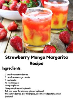 strawberry mango margarita recipe with ingredients