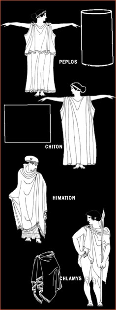 an image of different types of clothing and clothes for people to wear in ancient times