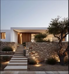 Mountain Home Exterior, Modern Entrance Door, Transitional Exterior, Modern Tropical House, Cobble Stone, Luxury Beach House, Outdoor Steps, Greek House