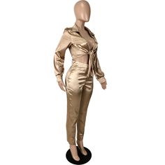 Women V-neck Strappy Slim Suit Elegant V-neck Sets For Night Out, Chic V-neck Party Sets, Chic V-neck Sets For Party, Elegant Gold V-neck Sets, Gold Sets For Fall, V-neck Sets For Fall Party, V-neck Party Sets For Fall, Fall Party V-neck Sets, Fall Party Sets With V-neck