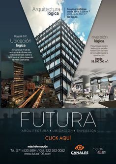 a flyer for an event with the words futuraa on it and images of skyscrapers