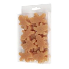 a package of dog treats in the shape of teddy bears on a plain white background