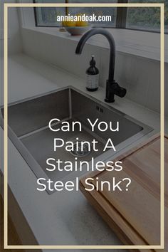 a kitchen sink with the words can you paint a stainless steel sink?