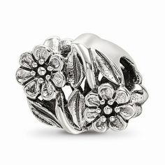 Sterling Silver Reflections Flowers Bead. Material: Primary - Purity:925|Length of Item:10 mm|Bead opening Diameter:4 mm|Bead type:Themed|Feature:Hollow|Manufacturing Process:Casted|Material: Primary:Sterling Silver|Item Weight U/M:gm|Width of Item:13.64 mm|Product Type:Jewelry|Jewelry Type:Beads|Material: Primary - Color:White Size: one size.  Gender: unisex.  Age Group: adult. Silver Flower Jewelry With Spacer Beads, Beads Collection, Pearl Accessories, The Reflection, Fancy Beads, Citrine Necklace, Fine Jewelry Bracelets, Beaded Material, Pony Beads